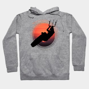 Kitesurfer Kitesurfing Lover Black Silhouette Sunset Hoodie